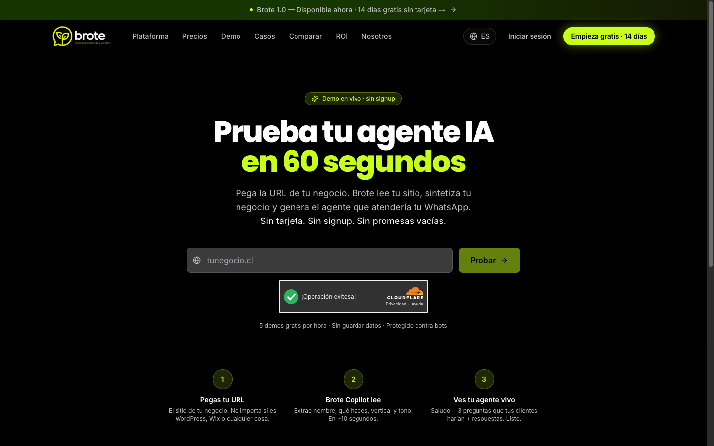 Demo en vivo en brote.ai/demo
