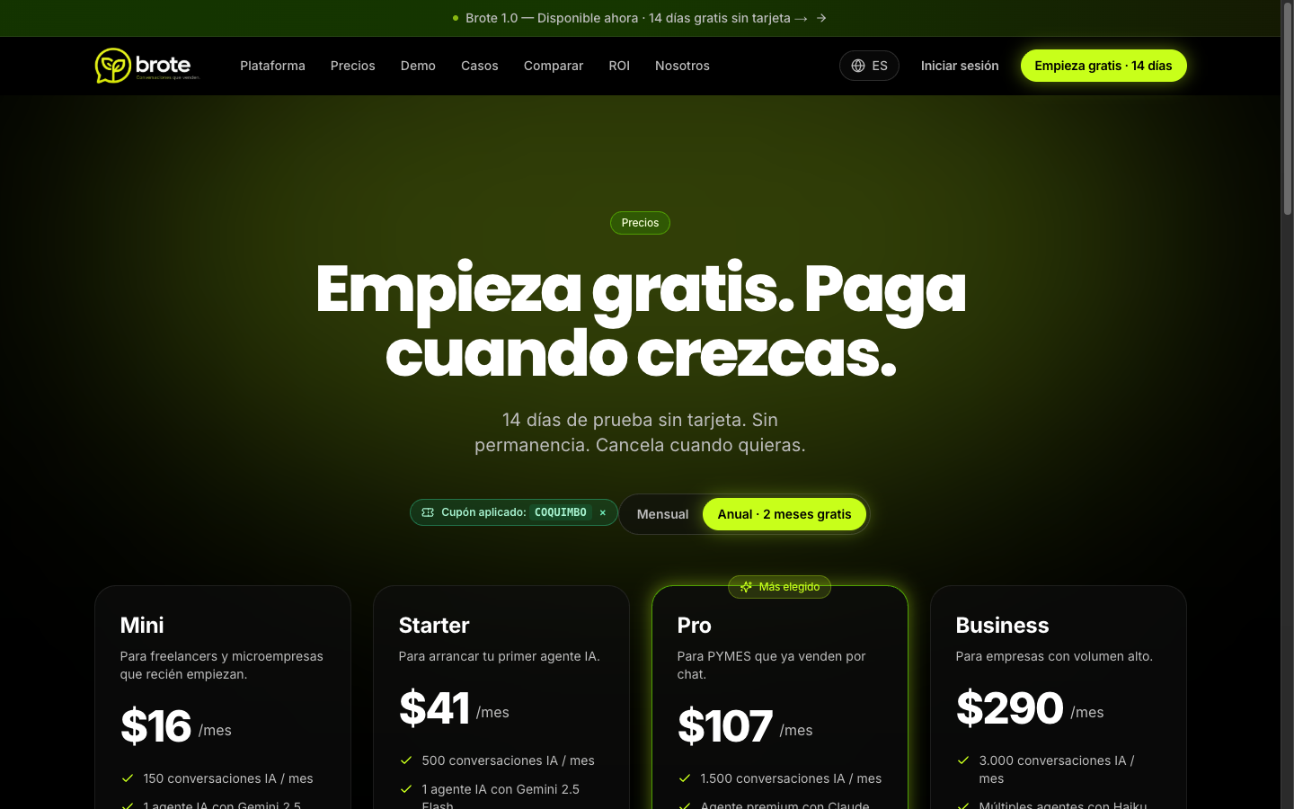 Cupón COQUIMBO aplicado en pricing